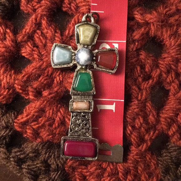 Vintage JEM Connemara Marble (Faux) Cross Pendant - Picture 5 of 7